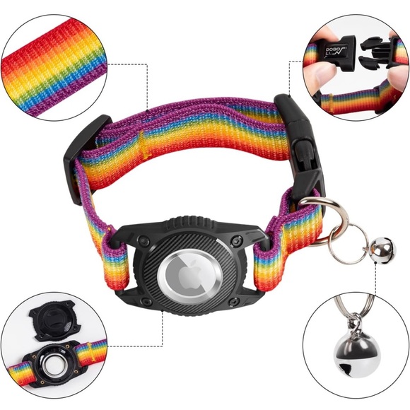 Cat Dog Collar,Integrated GPS Dog Collar with Bells and Apple AirTag Holder,Ligh - Picture 3 of 9